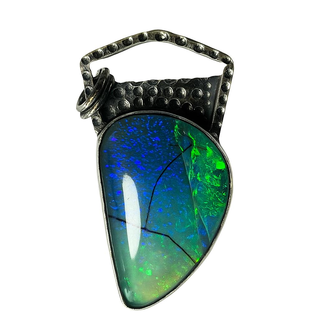 Natural Opal Pendant 44 ct Multicolor Fancy Shape 925 Sterling Silver October Birthday Birthstone
