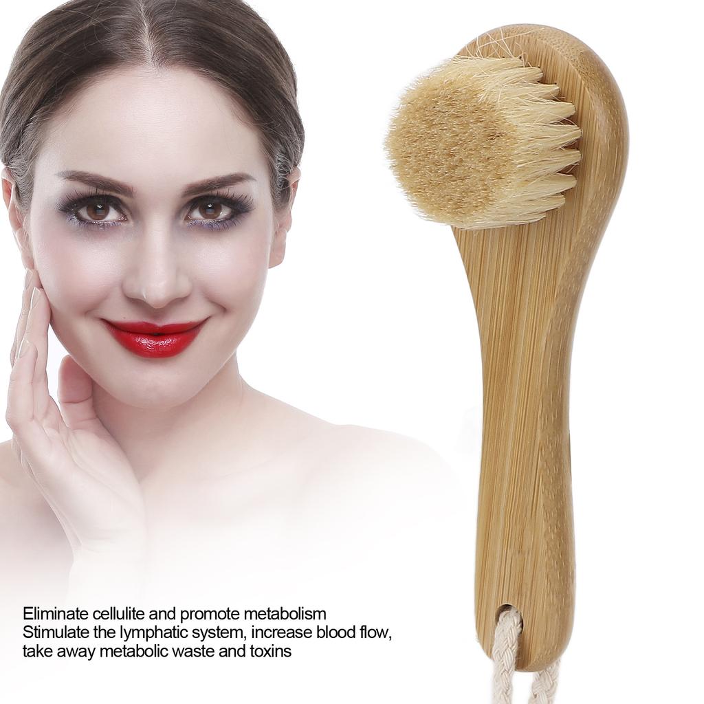 Массажная щетка портативная деревянная мягкая ручная щетка для массажа лица и тела, чистки и ухода