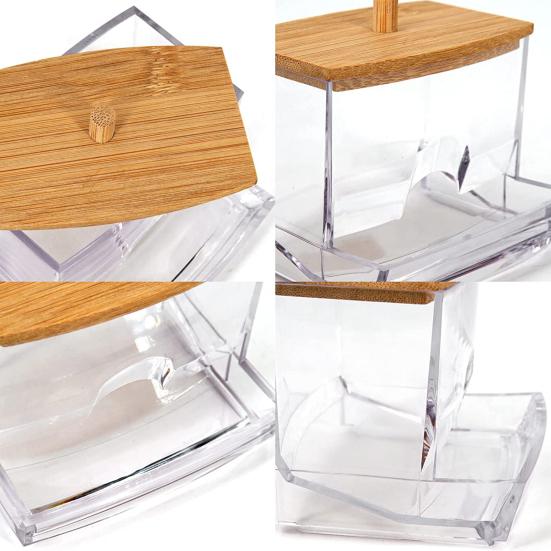 Swab Organizer Transparent Daily Use Plastic Makeup Cotton Swab Jar Bathroom Storage Box Useful Keep Tidy Reusable