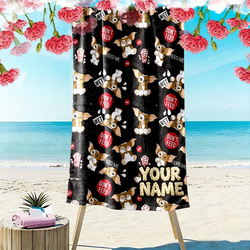 Name Custom Gremlins Print Beach Towel, Large Soft Quick Dry Towel for Beach Camping Swimming