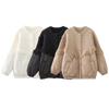 Autumn Winter Product Women's Fashion Casual Tassel Decoration Knitted Spliced Cotton Coat