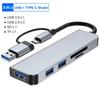 8 In 2  Type C Docking Station USB Splitter Adaptor USB C Hub 5Gbps High Speed Transmission USB 3.0 2.0 3.5 Audio Jack SD/TF Card Reader OTG Adapter