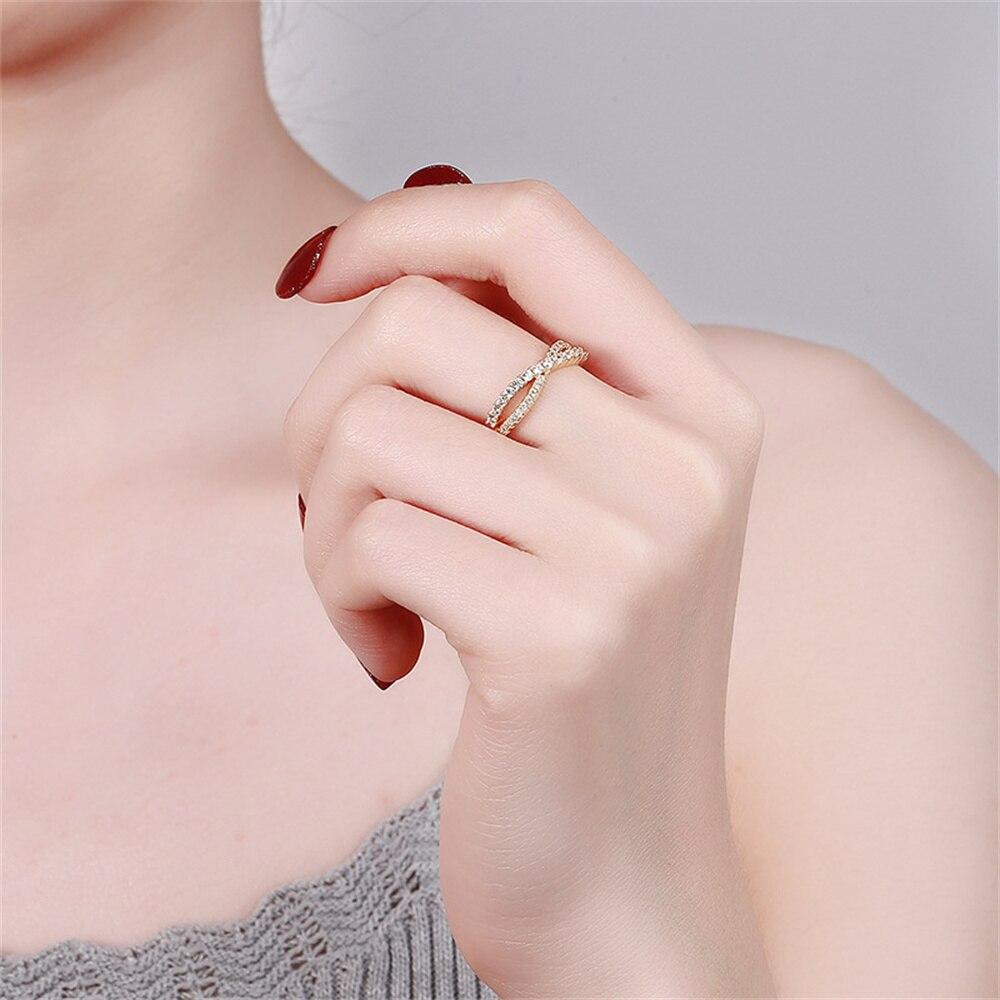 New Golden Rings For Women Adjustable Intersect Opening S925 Silver Refined Zircon Ring Lover Festival Anniversary Gift