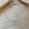 Simple Opal Butterfly Pendant Necklace Elegant Imitation Pearl Chain Choker Trendy Clavicle Chain For Women Gifts