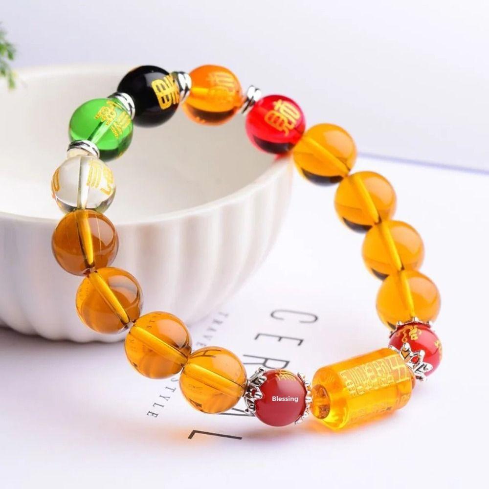 Buddhism Luck Wealth Bracelet Crystal God of Wealth Beaded Bracelet Feng Shui Bracelet Gift