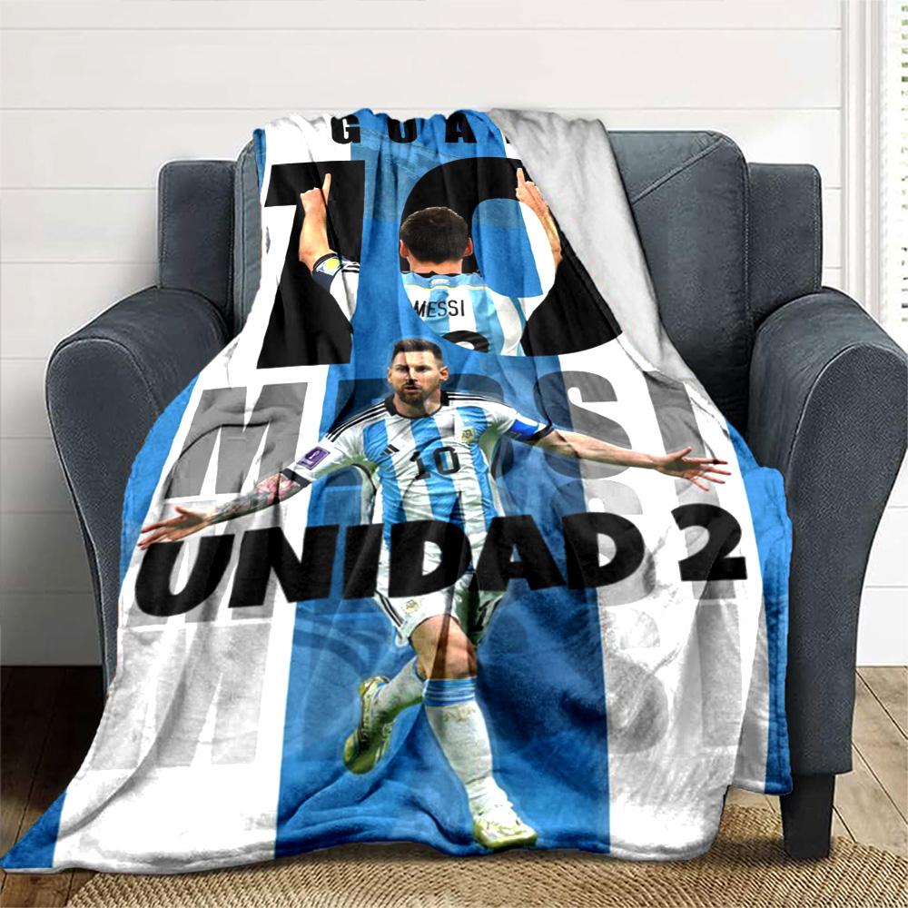Football Messi Blanket Comfortable Great for Sofa Office Chair Livingroom All-Season Use Modern Style Birthday Christmas Gift Blanket