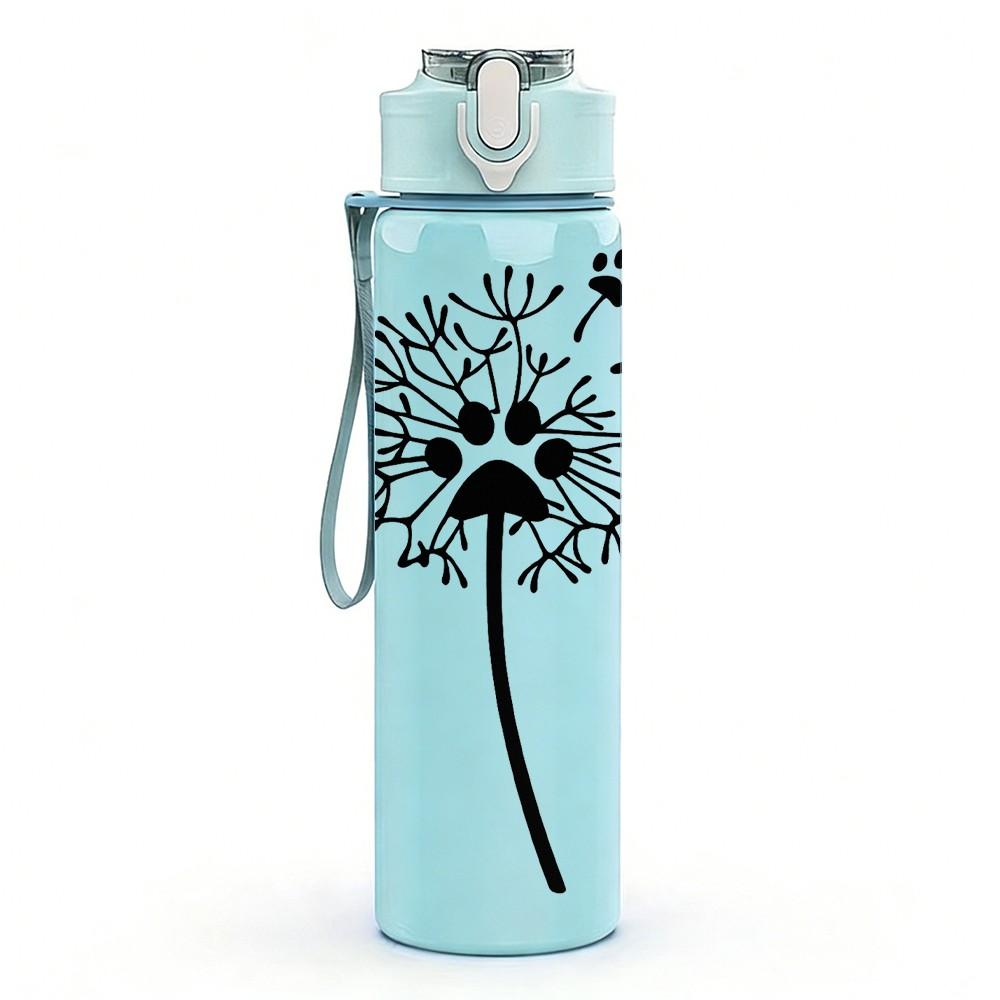 1PC Dandelion Blowing Seed Silhouette Print 750ml Color Plastic Sports Water Bottle Leakproof Flip Straw Lid Suitable for Sports Office Home Use