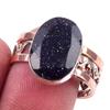 Натуральный синий солнечный камень, двухцветное кольцо из стерлингового серебра 925 пробы, размер 9,5 Z7j86