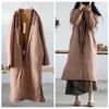 Women Chinese Style Patchwork Color Parkas V-Neck Long Sleeve Winter Warm Coats Linen Vintage Loose Parkas