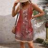 Women's Casual Sundress With Pockets Summer Boho Beach Dress Floral Blouses For Women T-Shirts Dress V Neck Loose Tank Dresses