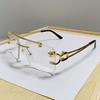 Rimless Square Double Bridge Sunglasses Fashion Stylish For Women Vintage Trend Brand Design Men Shades Eyewear