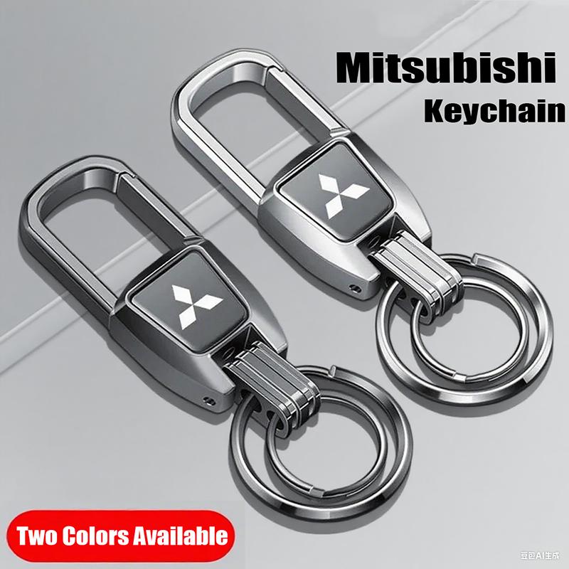 Metal Alloy Car Logo Key Chain Holder for Mitsubishi RALLIART Colt ASX Lancer L200 Pajero Outlander Eclipse Keyring Pandant