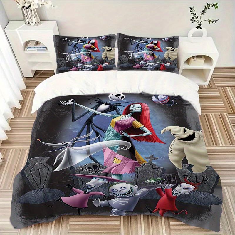 3pcs Nightmare Before Christmas Jack and Sally Print Cover Set Ultra Soft, Breathable, and Comfortable Bedding with Stylish Design for Bedro