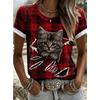 Women's T Shirt Print Graphic Animal Vintage Stylish Classic Short Sleeve Crew Neck Regular Tops Casual Daily Weekend Blue Khaki Pink Summer Spring