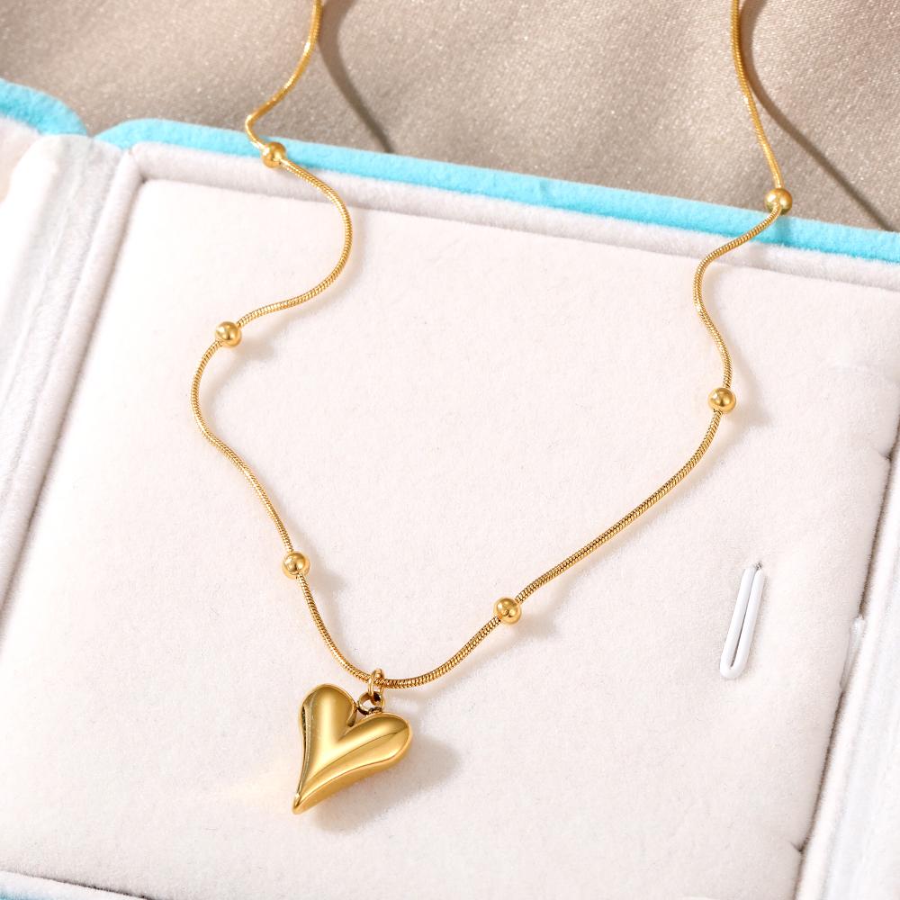 316L Stainless Steel Gold Color Heart Pendant Necklace For Women New Trend Girls Clavicle Chain Jewelry Festive Gifts