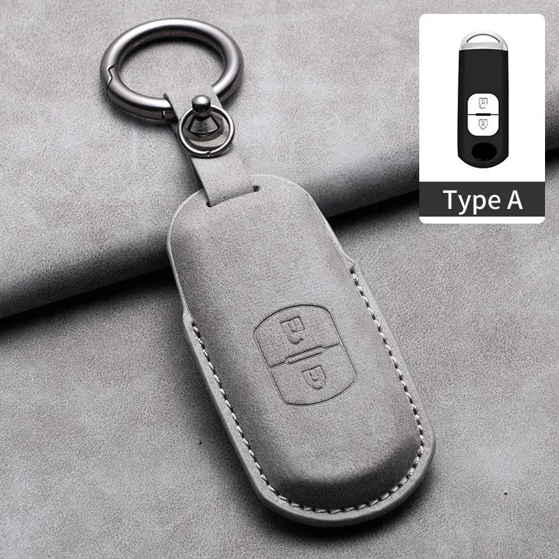 2/3 Buttons Leather Car Remote Key Case Cover Shell For Mazda 2 3 6 Axela Atenza CX-5 CX5 CX-3 CX-7 CX8 CX-9 2016-2019 Accessory H4