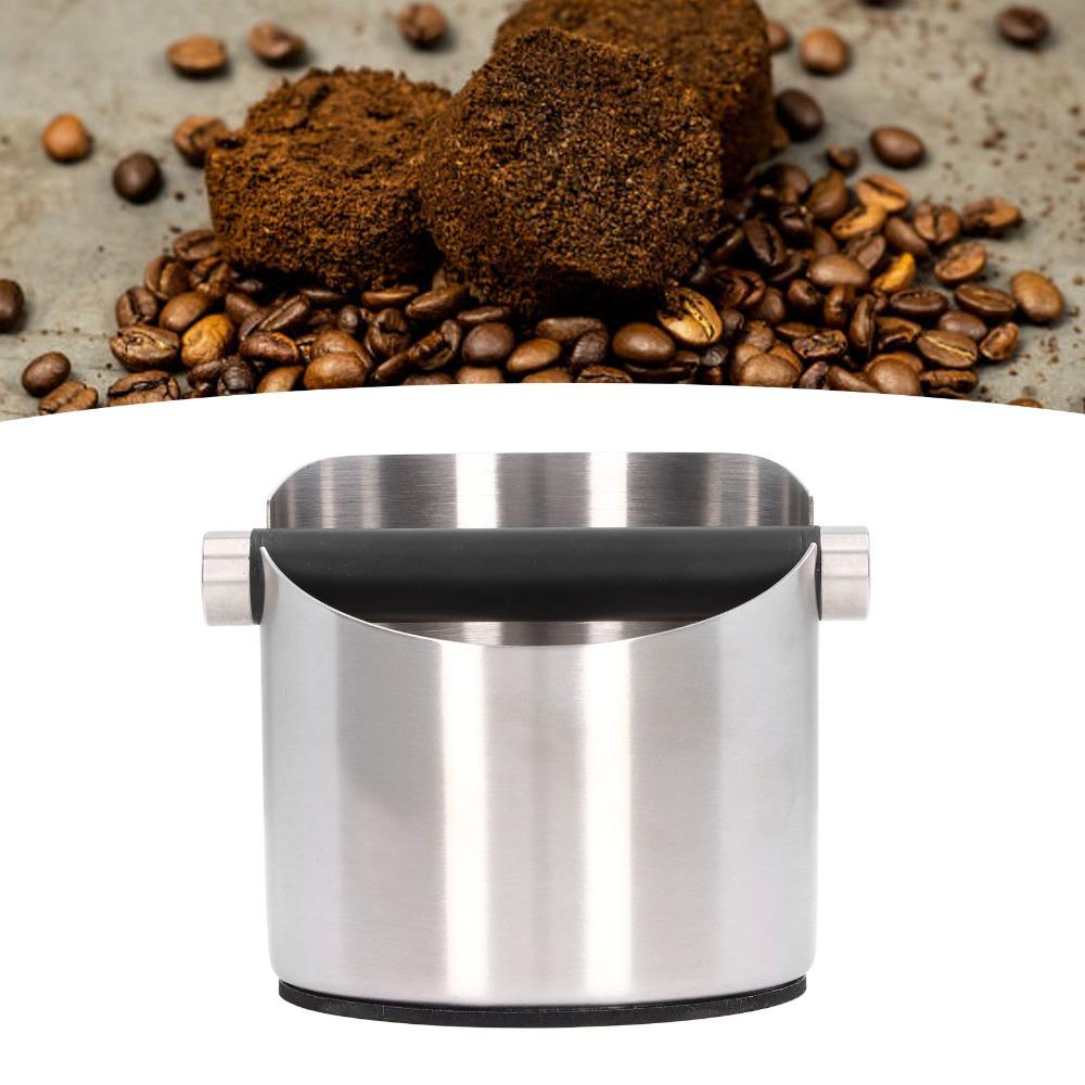 Stainless Steel Coffee Grounds Bucket Rubber Base Stainless Steel Knock Box Espresso Making