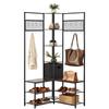VEVOR Corner Hall Tree with Shoe Bench, 1800 mm Coat Rack with Hooks and Steel Frame