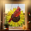 Yousheng Red Bird Sunflower Acrylic Decoration Indoor Outdoor Garden Yard Window Wall Hanging Stained Glass Effect Suncatcher Bird Hanging Ornament