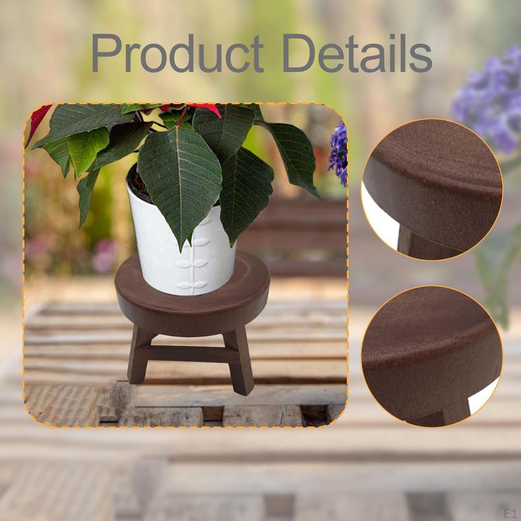 Wooden Plant Stool Riser Round Sturdy Modern Decorative Rustic Pot Holder Stand for Home
