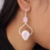 Natural Rose Chalcedony Gemstone 925 Sterling Silver Handcrafted Earrings 2.07" EE-170-17