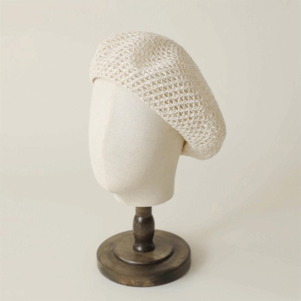 Hollow Knitted Hollow Beret Bright Thread Pumpkin Hat Elegant Painter Hat Spring Season
