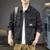 Vintage Trend Tooling Jacket Men'S Outdoor Casual Long Sleeve Shirt Loose Fleece Denim Jacket Tide