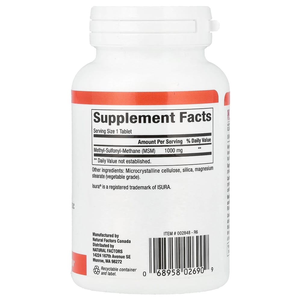 Natural Factors MSM 1000mg, 90 Tablets