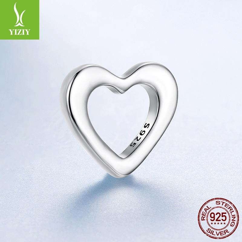 S925 Sterling Silver Simple Love Beaded Loose Beads Cold Wind Diy Jewelry Accessories