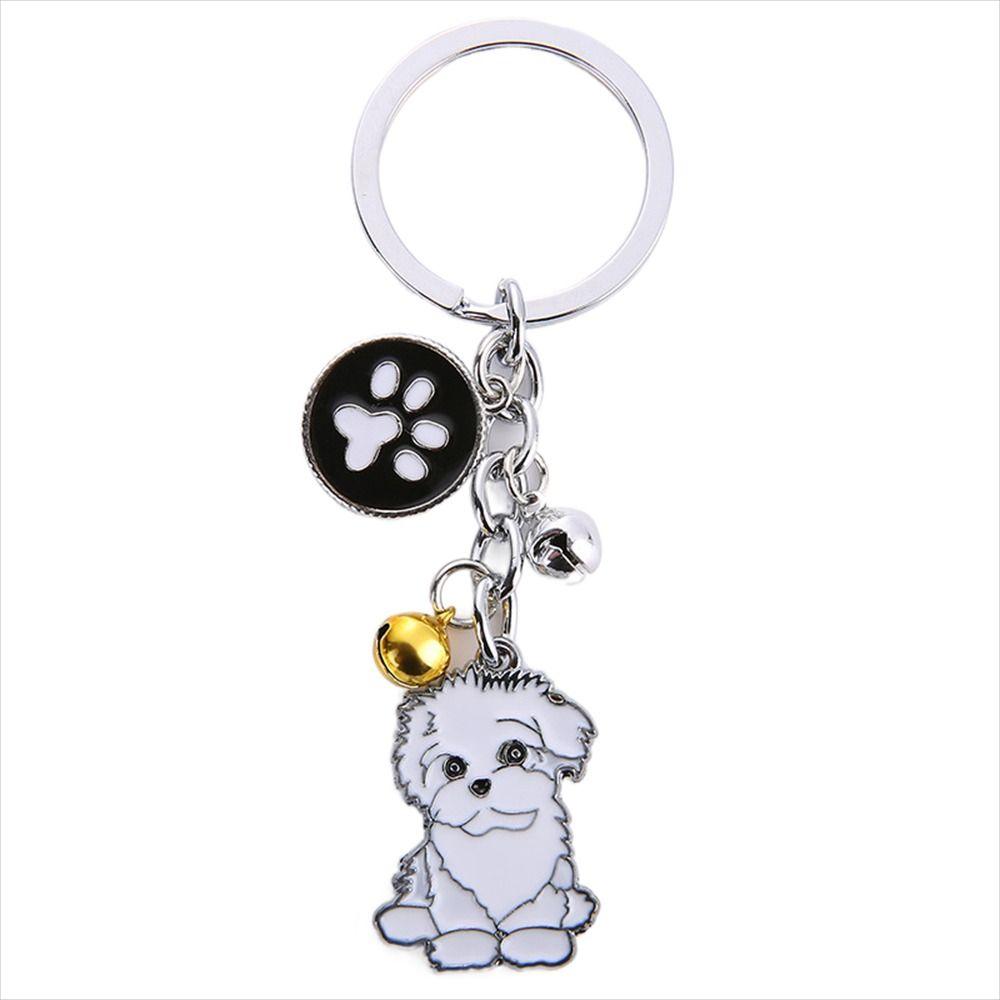 Enamel Golden Retriever Maltese Animal Bell Pet Keyring Pet Keychain Dog Keychain Dog Pendant