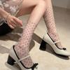 JK Mid Tube Socks Transparent Stacked Stockings Pile Up Socks Polka Dot Mesh Socks  Student