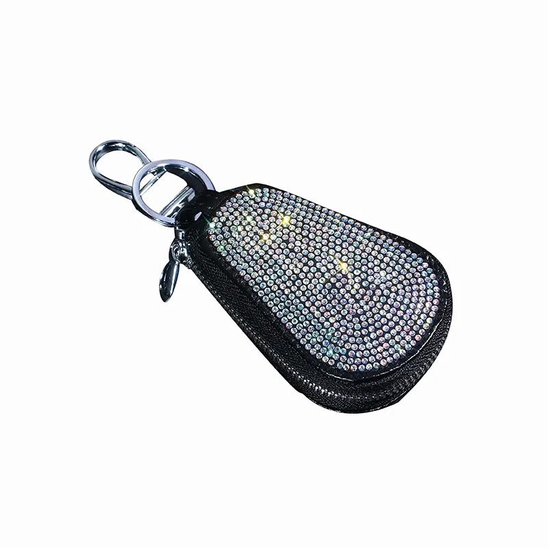 Чехол для автомобильного брелока со стразами из высококачественной кожи, держатель для монет, чехол на молнии, сумка-кошелек с дистанционным управлением, автомобильные аксессуары для женщин