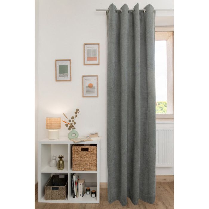 Lot de 2 rideaux occultant phoniques et thermiques chenille doublés polaire 140 x 240 cm "Osiris" Le fil d'Ariane