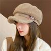 Autumn And Winter Women's Thick Octagonal Hat With Added Velvet Winter Warm Duckbill Cap Casual Sboy Hat