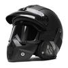 Retro Harley Motorcycle Helmet 555-Black Leather Face Mask Windshield Four Seasons Cruising Motorbike Three Quarters Helmet