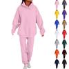 Women's Fashion Casual Solid Color Loose Hooded Sweatshirt Suit