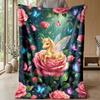 Fairy Unicorn Among Flowers Theme blanket Lightweight Warm Flannel Blanket Decorative Throw Blanket for Home Decoration