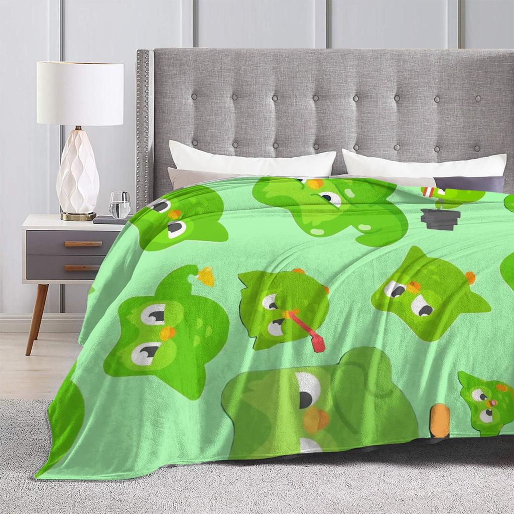 Duolingos Owl Duo Flannel Blanket  Soft Warm Bedding Throws for Couch Bed Camping Comfortable Bedspread Sofa Bed Cover