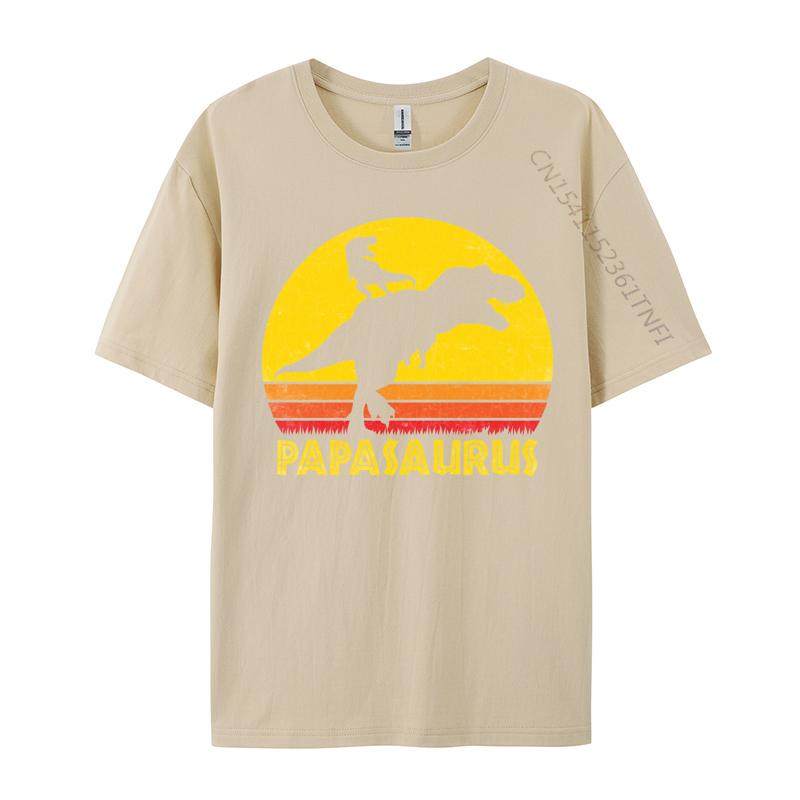 Design Papasaurus Fathers Day Tshrit Tops Shirts Special Premium Cotton TShirt Vintage T Shirts Plain