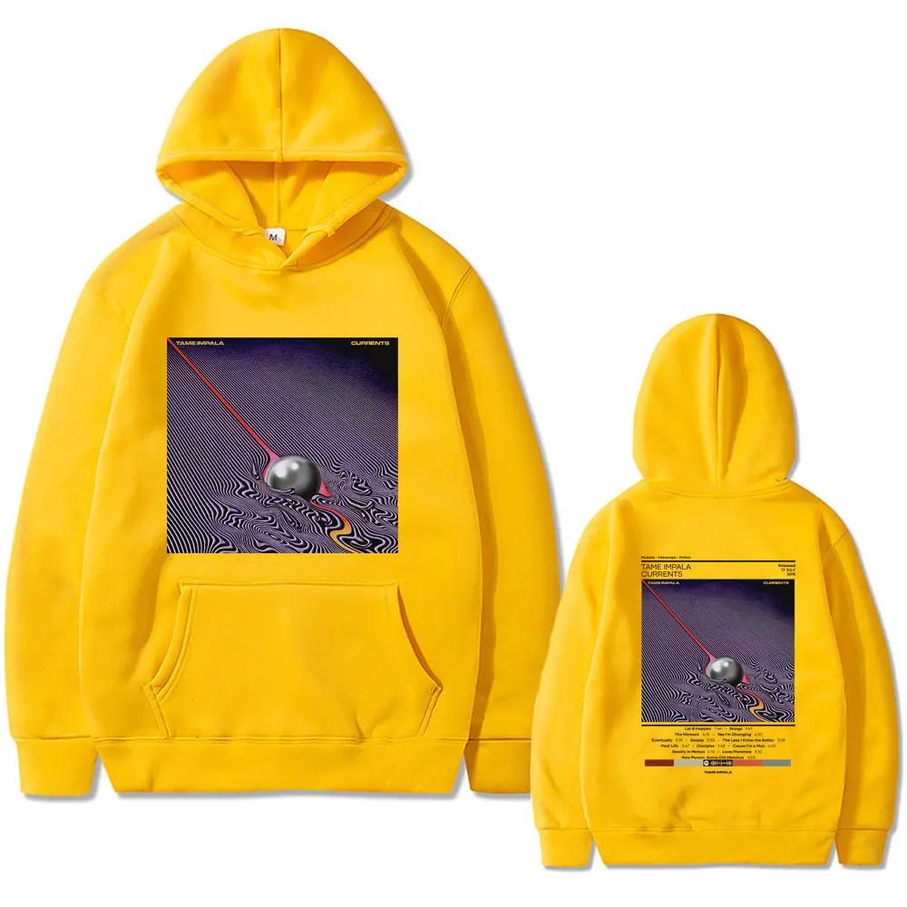 Худи с принтом Tame Impala Currents для мужчин, двустороннее, Lndie Pop, худи рок-группы, ретро-мода, свитшот