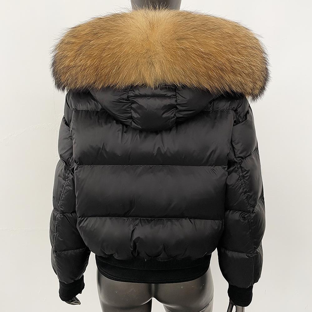OFTBUY Женская теплая пуховая куртка с капюшоном, утолщенная, пушистая, новая зимняя, с верхом из натурального лисьего меха, одежда, пальто из натурального меха с пухом белой утки