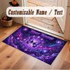 Butterfly Theme Crystal Velvet Floor Rug Personalized Custom Name Text Warm Carpet Home Decoration