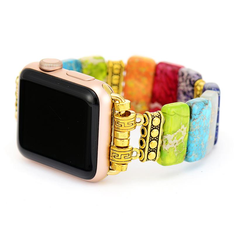 TEMU Императорский Камень Эластичный Ручной Ряд Apple Watch с Браслетом Умный Браслет Украшения Браслет Украшения