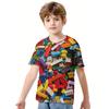 Kids Clothes Boys Tshirt Short Sleeve Children's T-Shirts 3D Building Blocks Print Funny Children Summer Clothes Girls Clothes
