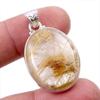 Natural Golden Rutile Gemstone 925 Solid Sterling Silver Gift Pendant 1.75" D8P71