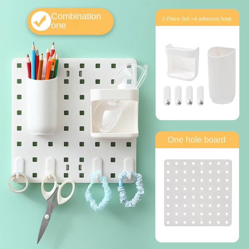 3873 Бытовая настенная полка для хранения с отверстиями для хранения вещей Стойка для показа в общежитии Подвесная доска для учебного стола Отделка Стеллаж для хранения вещей