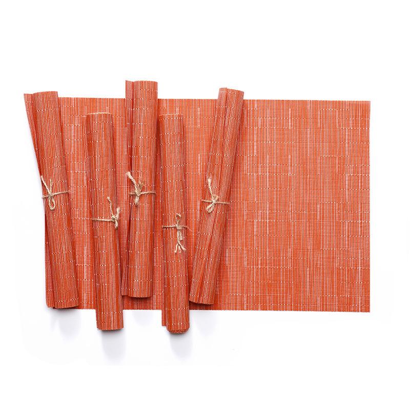 Teslin pvc placemat European western dining mat non-slip thermal insulation mat bamboo grain hotel solid color dining table mat