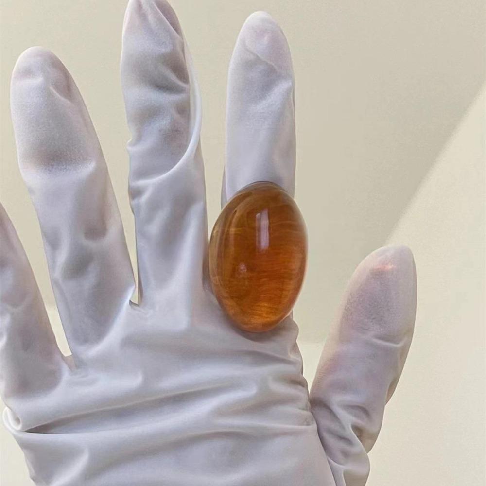 Vintage Resin Oval Rings Geometry Women's Jewelry Creative Exaggerated Ring  Winter