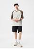 Japanese 200g minimalist printed loose men's short-sleeved T-shirt with antibacterial cooling effect