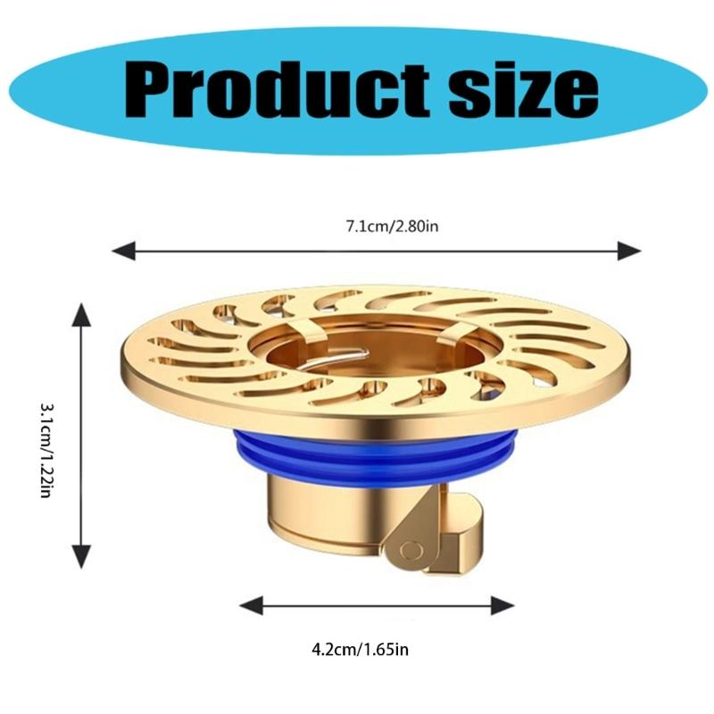 2Pcs Copper Floor Drain Bathroom Sewer Dectable Drainer Hair Catcher Washing Machine Ground Leakage Easy to Use